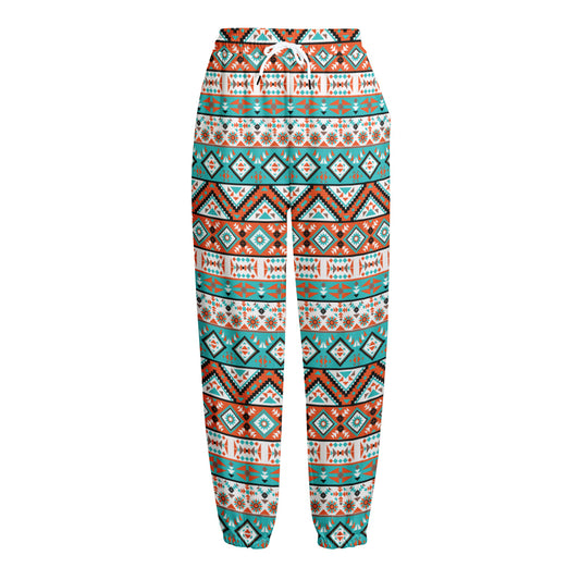 Navajo Geometric Pattern Print Fleece Lined Knit Pants