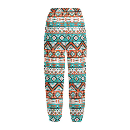 Navajo Geometric Pattern Print Fleece Lined Knit Pants