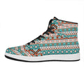 Navajo Geometric Pattern Print High Top Leather Sneakers
