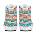 Navajo Geometric Pattern Print High Top Leather Sneakers