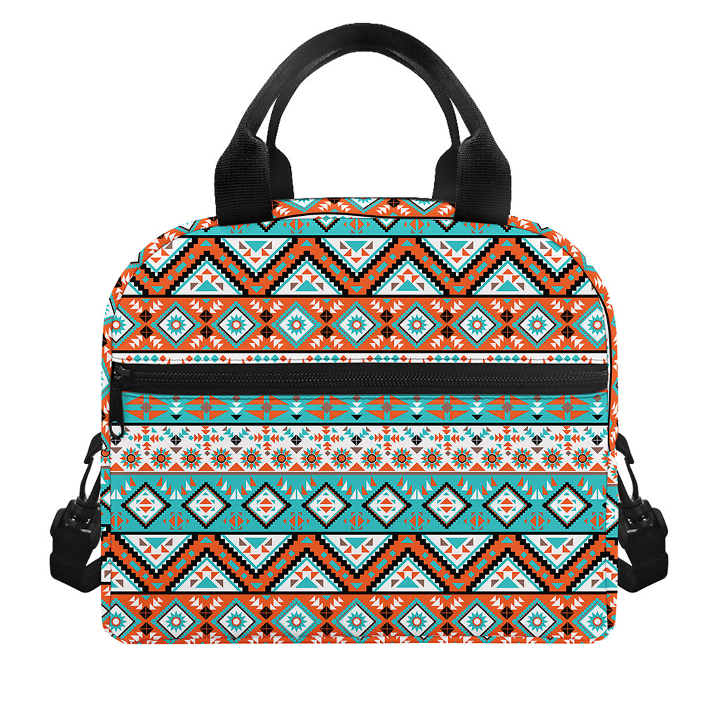 Navajo Geometric Pattern Print Insulated Lunch Bag