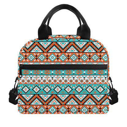 Navajo Geometric Pattern Print Insulated Lunch Bag