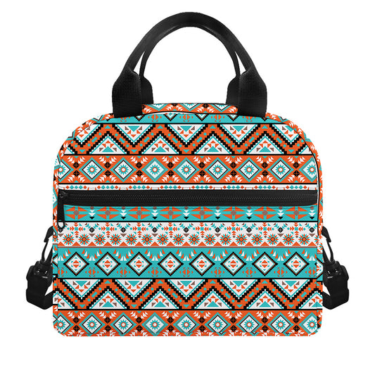 Navajo Geometric Pattern Print Insulated Lunch Bag