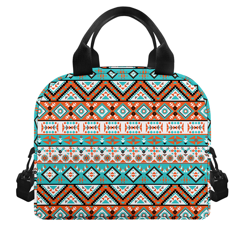 Navajo Geometric Pattern Print Insulated Lunch Bag