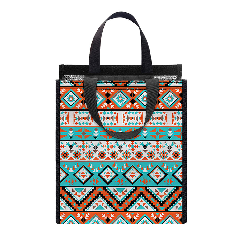 Navajo Geometric Pattern Print Insulated Lunch Tote