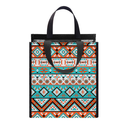 Navajo Geometric Pattern Print Insulated Lunch Tote
