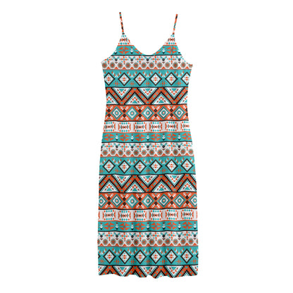Navajo Geometric Pattern Print Jersey Midi Cami Dress