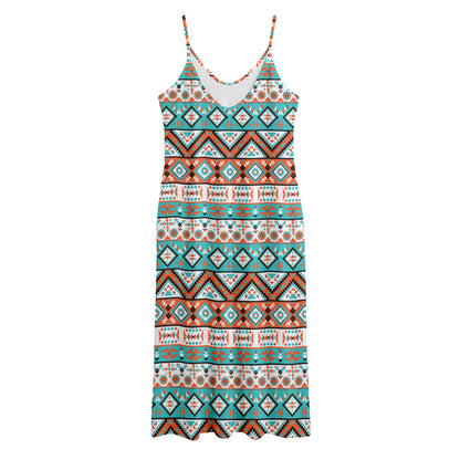 Navajo Geometric Pattern Print Jersey Midi Cami Dress
