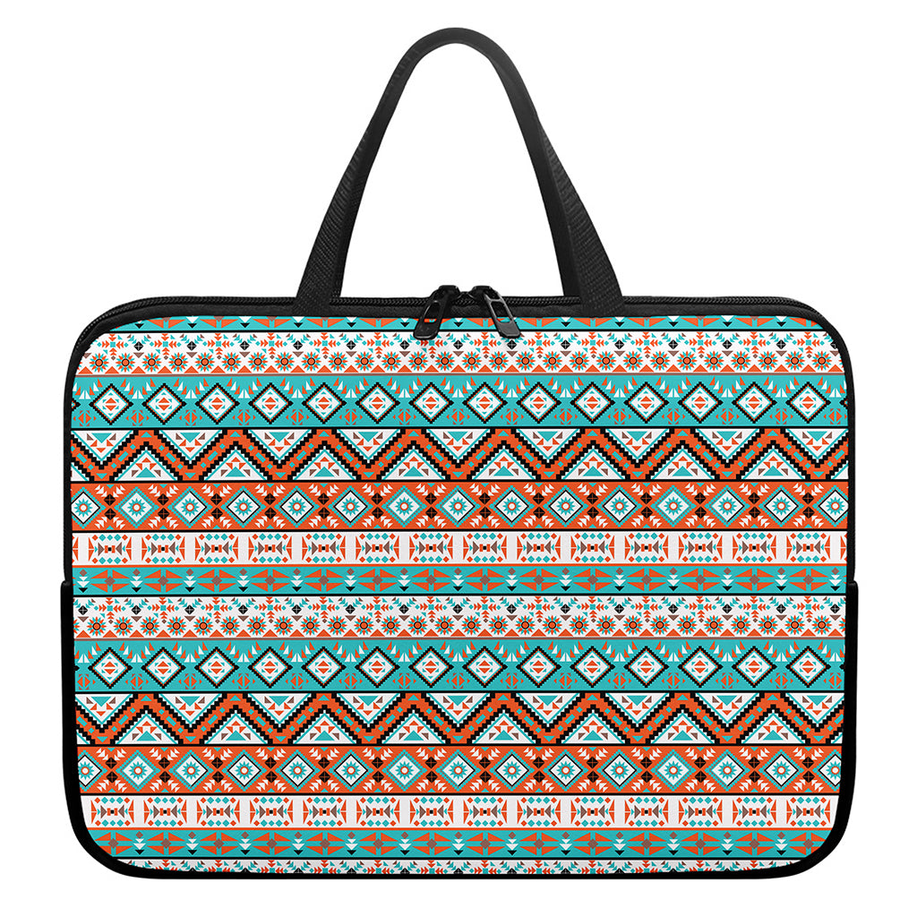Navajo Geometric Pattern Print Laptop Sleeve With Handle