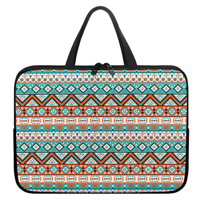 Navajo Geometric Pattern Print Laptop Sleeve With Handle