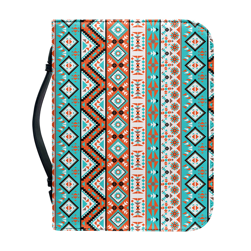 Navajo Geometric Pattern Print Leather Bible Cover