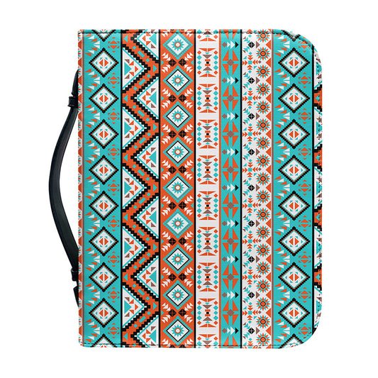 Navajo Geometric Pattern Print Leather Bible Cover