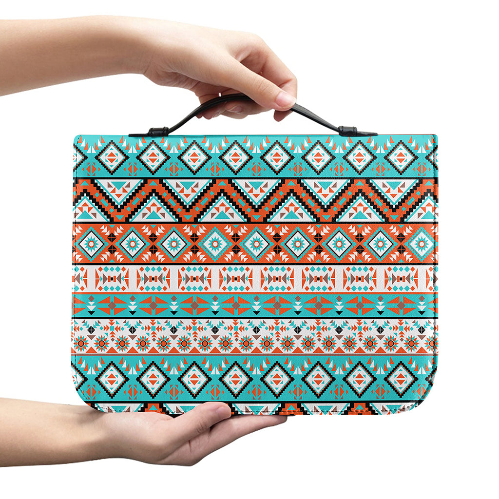 Navajo Geometric Pattern Print Leather Bible Cover