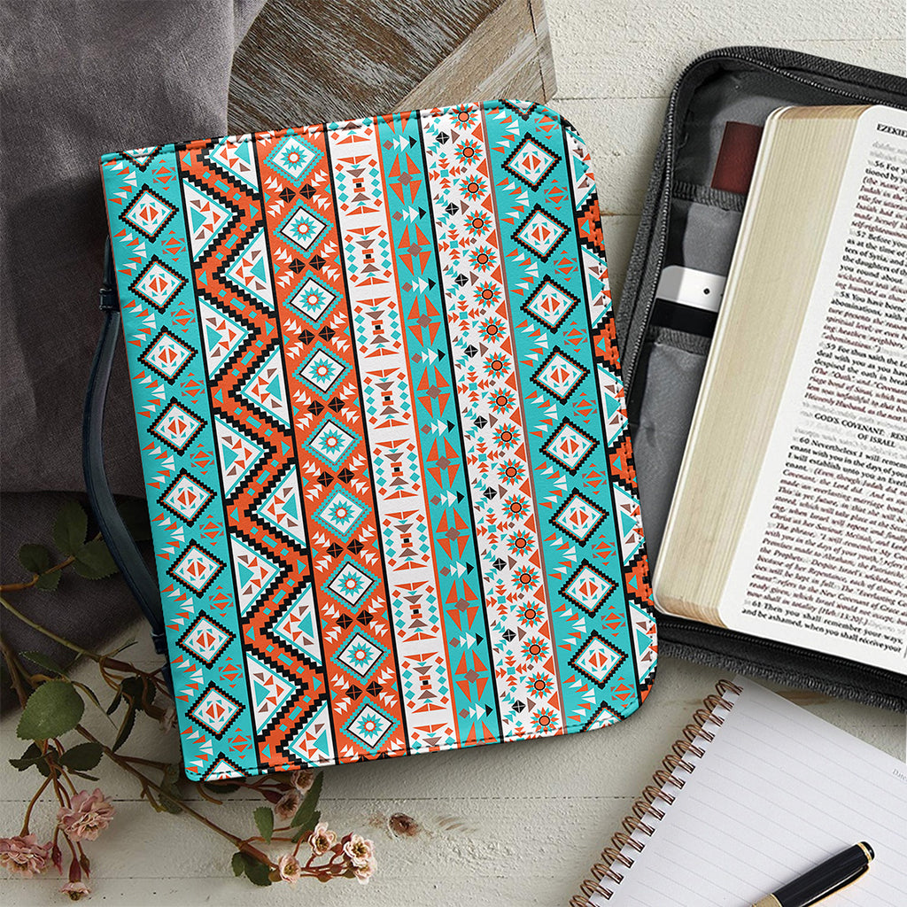 Navajo Geometric Pattern Print Leather Bible Cover