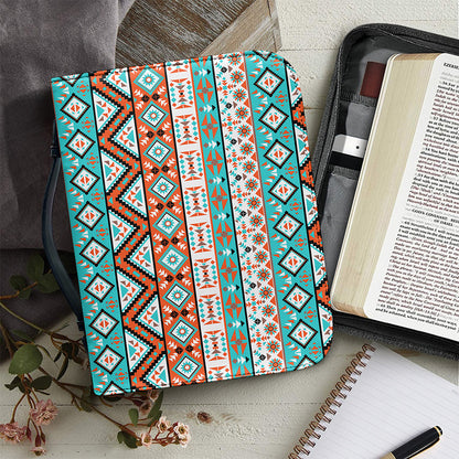 Navajo Geometric Pattern Print Leather Bible Cover