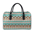 Navajo Geometric Pattern Print Leather Duffel Bag