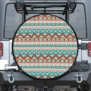 Navajo Geometric Pattern Print Leather Spare Tire Cover