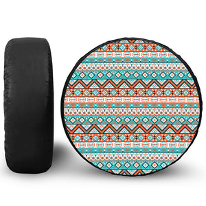 Navajo Geometric Pattern Print Leather Spare Tire Cover