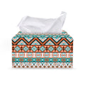 Navajo Geometric Pattern Print Leather Tissue Box Cover
