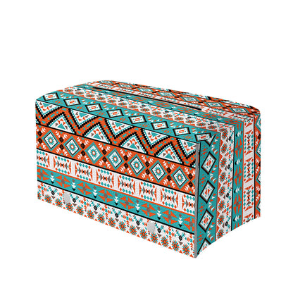 Navajo Geometric Pattern Print Leather Tissue Box Cover
