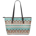 Navajo Geometric Pattern Print Leather Tote Bag With Zipper
