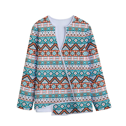Navajo Geometric Pattern Print Long Sleeve Short Coat