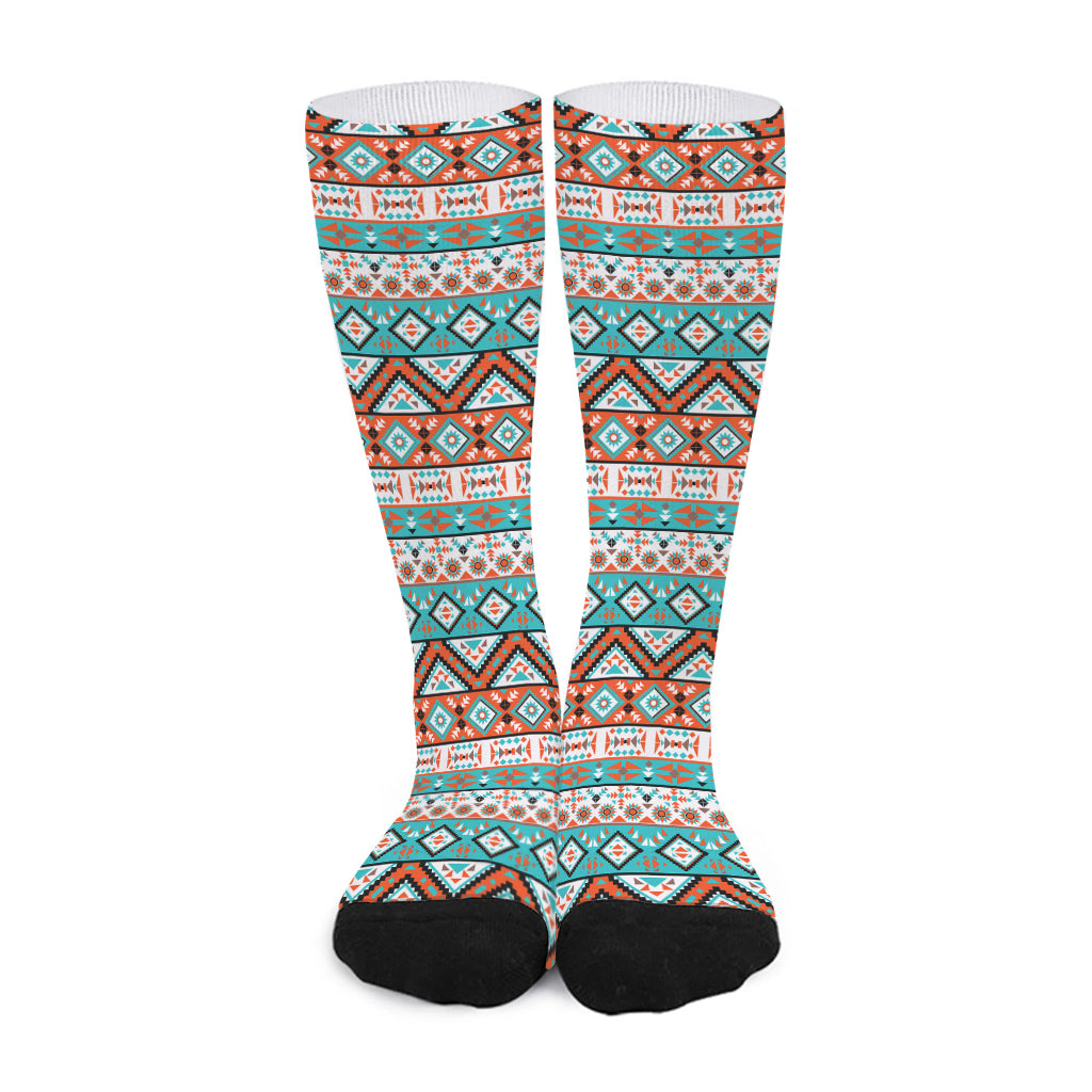 Navajo Geometric Pattern Print Long Socks