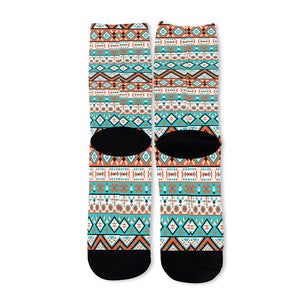 Navajo Geometric Pattern Print Long Socks