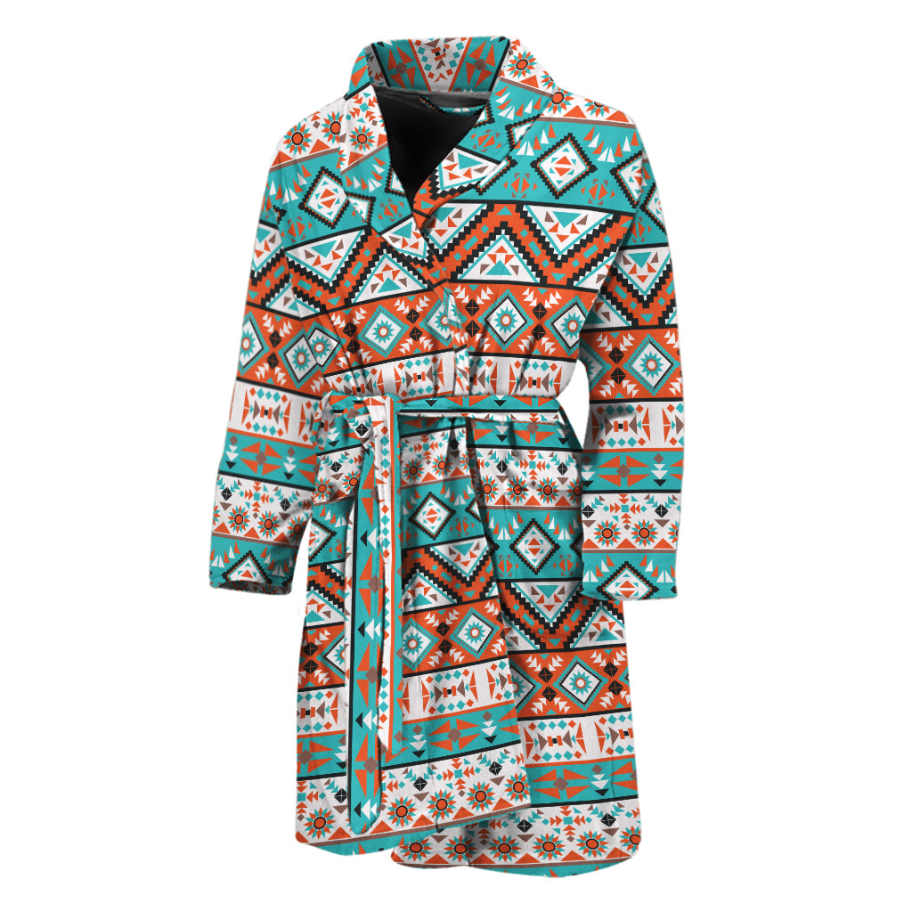 Navajo Geometric Pattern Print Men's Bathrobe
