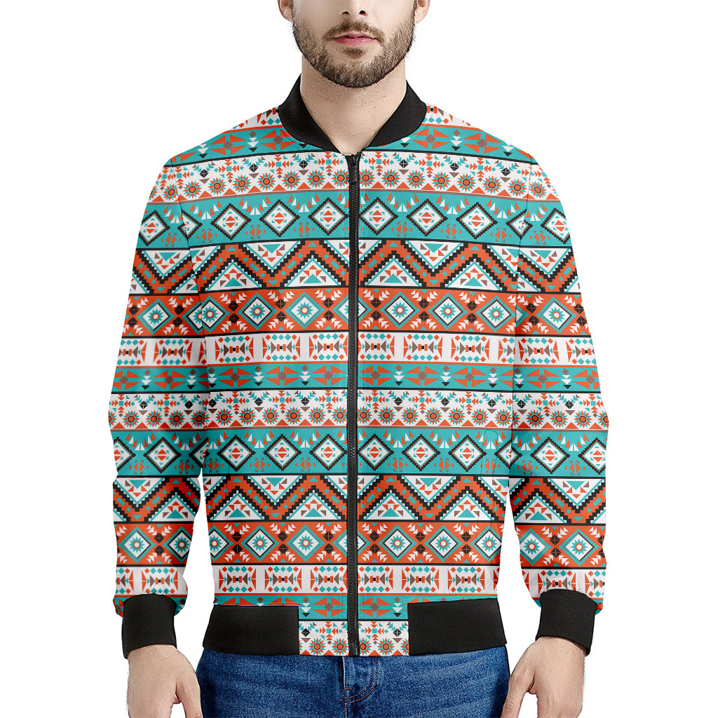 Navajo Geometric Pattern Print Men's Bomber Jacket