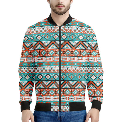 Navajo Geometric Pattern Print Men's Bomber Jacket