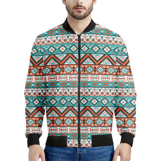 Navajo Geometric Pattern Print Men's Bomber Jacket