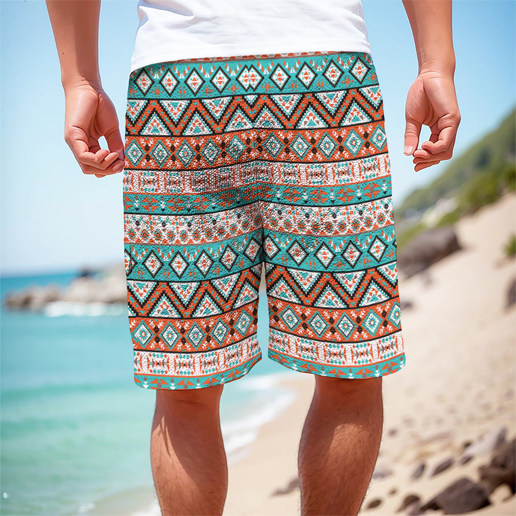 Navajo Geometric Pattern Print Men's Cargo Shorts