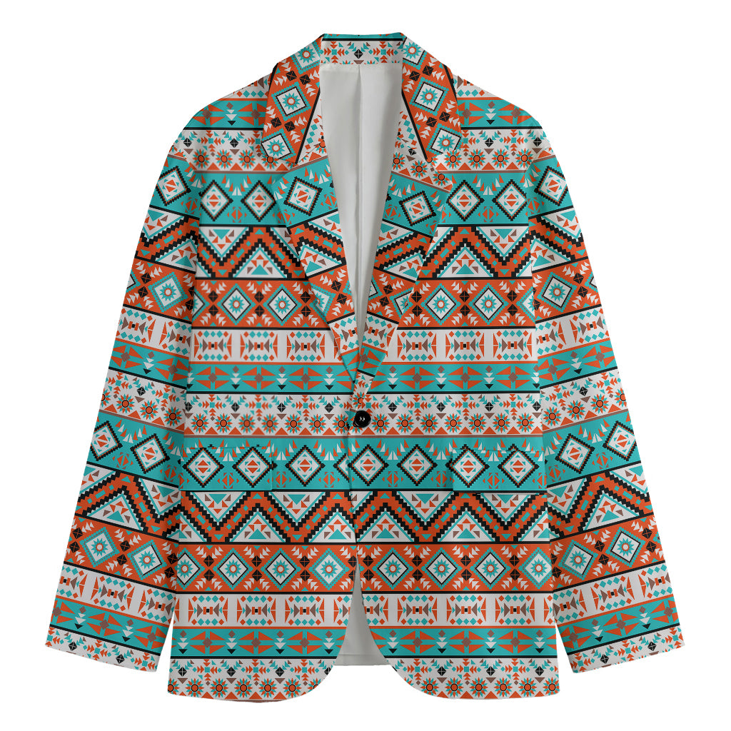Navajo Geometric Pattern Print Men's Cotton Blazer