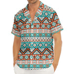 Navajo Geometric Pattern Print Men's Deep V-Neck Shirt