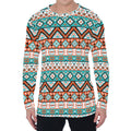 Navajo Geometric Pattern Print Men's Long Sleeve T-Shirt