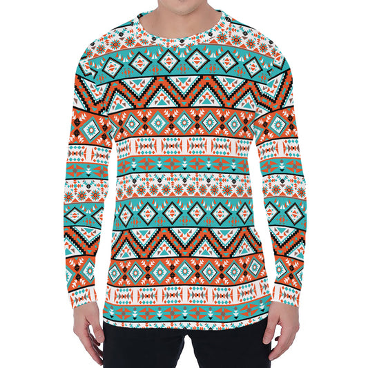 Navajo Geometric Pattern Print Men's Long Sleeve T-Shirt