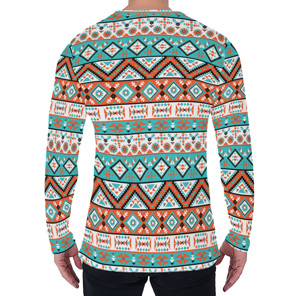 Navajo Geometric Pattern Print Men's Long Sleeve T-Shirt