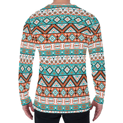 Navajo Geometric Pattern Print Men's Long Sleeve T-Shirt
