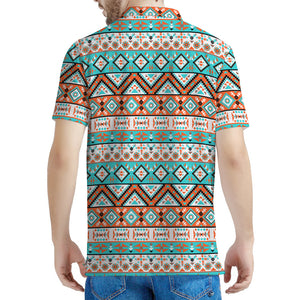 Navajo Geometric Pattern Print Men's Polo Shirt