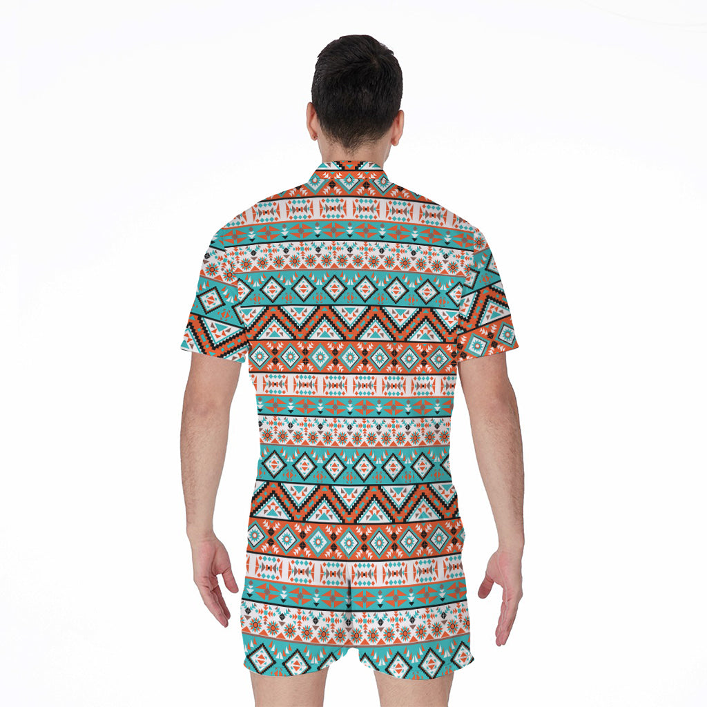 Navajo Geometric Pattern Print Men's Rompers