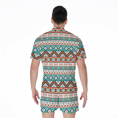 Navajo Geometric Pattern Print Men's Rompers