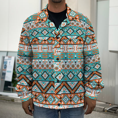 Navajo Geometric Pattern Print Men's Shirt Jacket