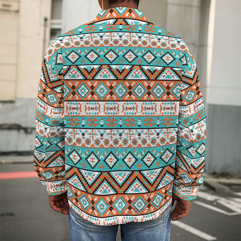 Navajo Geometric Pattern Print Men's Shirt Jacket