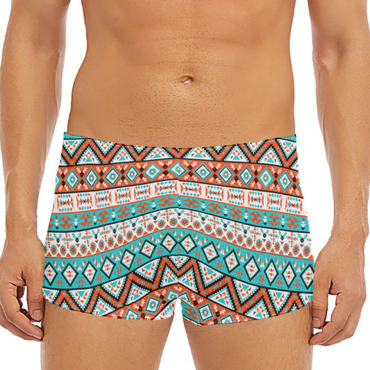 Navajo Geometric Pattern Print Men's Short Boxer Briefs