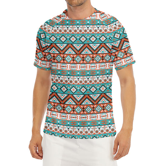 Navajo Geometric Pattern Print Men's Short Sleeve Rash Guard