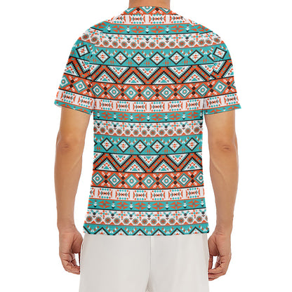 Navajo Geometric Pattern Print Men's Short Sleeve Rash Guard