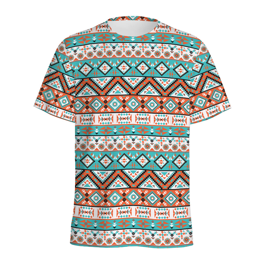Navajo Geometric Pattern Print Men's Sports T-Shirt