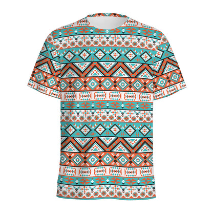 Navajo Geometric Pattern Print Men's Sports T-Shirt