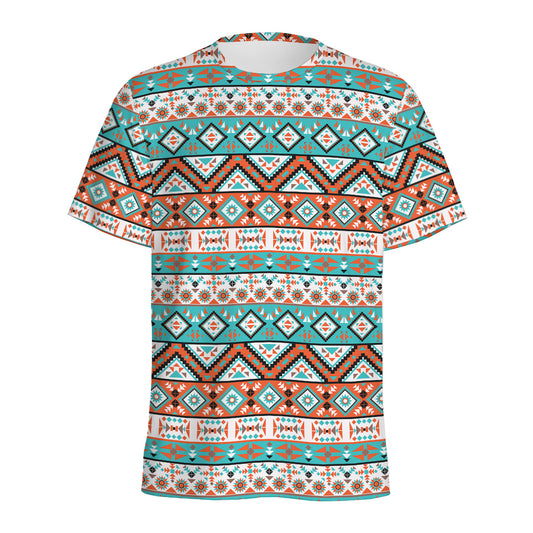 Navajo Geometric Pattern Print Men's Sports T-Shirt
